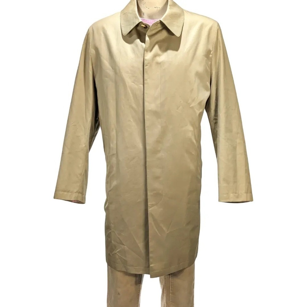 Brooks Brothers Men's Tan Cotton Trench Coat Rain Jacket Sz L EUC